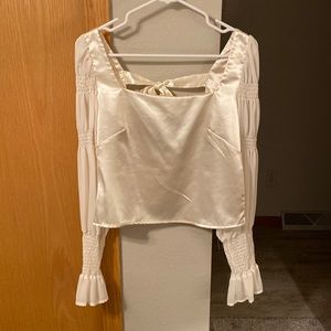 Lulus Style Streak Crop Square Neck Satin Top